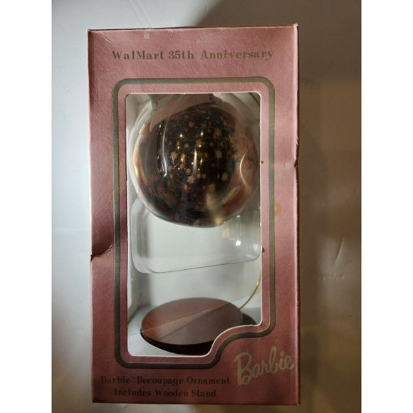 BARBIE Collectible 1997 Holiday Barbie 4" Decoupage Ornament w/wooden stand ~NIB - Picture 7 of 8